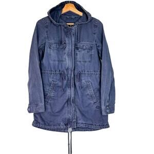 American Eagle Utility Jacket Sz XS Hooded Full Zip Long Lined Navy Blue